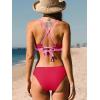 CUPSHE Bikini Set for Women Two Piece Swimsuits V Neck Low Rise Crisscross Back Self Tie Spaghetti Straps(Red/Pink)
