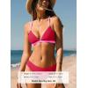 CUPSHE Bikini Set for Women Two Piece Swimsuits V Neck Low Rise Crisscross Back Self Tie Spaghetti Straps(Red/Pink)