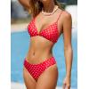 CUPSHE Bikini Set for Women Two Piece Swimsuits V Neck Low Rise Crisscross Back Self Tie Spaghetti Straps(Red/Polka Dot)