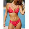 CUPSHE Bikini Set for Women Two Piece Swimsuits V Neck Low Rise Crisscross Back Self Tie Spaghetti Straps(Red/Polka Dot)