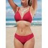 CUPSHE Bikini Set for Women Two Piece Swimsuits V Neck Low Rise Crisscross Back Self Tie Spaghetti Straps(Red/Textured)