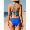 CUPSHE Bikini Set for Women Two Piece Swimsuits V Neck Low Rise Crisscross Back Self Tie Spaghetti Straps(Royal Blue)