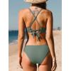 CUPSHE Bikini Set for Women Two Piece Swimsuits V Neck Low Rise Crisscross Back Self Tie Spaghetti Straps(Sage Green)