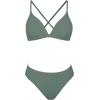 CUPSHE Bikini Set for Women Two Piece Swimsuits V Neck Low Rise Crisscross Back Self Tie Spaghetti Straps(Sage Green)