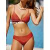 CUPSHE Bikini Set for Women Two Piece Swimsuits V Neck Low Rise Crisscross Back Self Tie Spaghetti Straps(Sparkle Red)