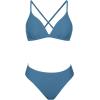 CUPSHE Bikini Set for Women Two Piece Swimsuits V Neck Low Rise Crisscross Back Self Tie Spaghetti Straps(Steel Blue)