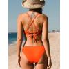 CUPSHE Bikini Set for Women Two Piece Swimsuits V Neck Low Rise Crisscross Back Self Tie Spaghetti Straps(Tiger Orange)