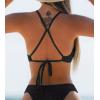 CUPSHE Bikini Top for Women Bathing Suit Criss Cross Self Tie Spaghetti Straps V Neck(Black)
