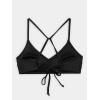 CUPSHE Bikini Top for Women Bathing Suit Criss Cross Self Tie Spaghetti Straps V Neck(Black)