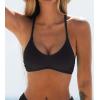 CUPSHE Bikini Top for Women Bathing Suit Criss Cross Self Tie Spaghetti Straps V Neck(Black)