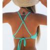 CUPSHE Bikini Top for Women Bathing Suit Criss Cross Self Tie Spaghetti Straps V Neck(Blue)