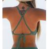CUPSHE Bikini Top for Women Bathing Suit Criss Cross Self Tie Spaghetti Straps V Neck(Moss Green)