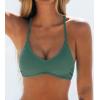 CUPSHE Bikini Top for Women Bathing Suit Criss Cross Self Tie Spaghetti Straps V Neck(Moss Green)