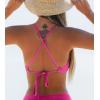 CUPSHE Bikini Top for Women Bathing Suit Criss Cross Self Tie Spaghetti Straps V Neck(Neon Pink)