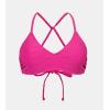 CUPSHE Bikini Top for Women Bathing Suit Criss Cross Self Tie Spaghetti Straps V Neck(Neon Pink)