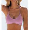 CUPSHE Bikini Top for Women Bathing Suit Criss Cross Self Tie Spaghetti Straps V Neck(Pink)