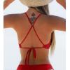 CUPSHE Bikini Top for Women Bathing Suit Criss Cross Self Tie Spaghetti Straps V Neck(Solid Red)