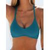 CUPSHE Bikini Top for Women Bathing Suit Criss Cross Self Tie Spaghetti Straps V Neck(Teal)