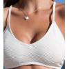 CUPSHE Bikini Top for Women Bathing Suit Criss Cross Self Tie Spaghetti Straps V Neck(White)