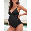 CUPSHE Maternity Swimsuit for Women One Piece Swimsuits Pregnancy Swimwear Spaghetti Straps Ruched Adjustable(Black)