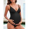 CUPSHE Maternity Swimsuit for Women One Piece Swimsuits Pregnancy Swimwear Spaghetti Straps Ruched Adjustable(Black)
