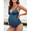 CUPSHE Maternity Swimsuit for Women One Piece Swimsuits Pregnancy Swimwear Spaghetti Straps Ruched Adjustable(Dark Blue)