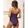 CUPSHE Maternity Swimsuit for Women One Piece Swimsuits Pregnancy Swimwear Spaghetti Straps Ruched Adjustable(Dark Purple)