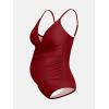 CUPSHE Maternity Swimsuit for Women One Piece Swimsuits Pregnancy Swimwear Spaghetti Straps Ruched Adjustable(Red)