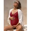CUPSHE Maternity Swimsuit for Women One Piece Swimsuits Pregnancy Swimwear Spaghetti Straps Ruched Adjustable(Red)