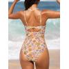 CUPSHE One Piece Swimsuit for Women Bathing Suits Twist Front Cutout Adjustable Straps Ruched Swimwear(Apricot Pink/Floral)