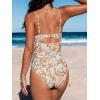 CUPSHE One Piece Swimsuit for Women Bathing Suits Twist Front Cutout Adjustable Straps Ruched Swimwear(Beige/Floral)