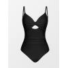 CUPSHE One Piece Swimsuit for Women Bathing Suits Twist Front Cutout Adjustable Straps Ruched Swimwear(Black)