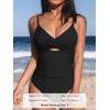 CUPSHE One Piece Swimsuit for Women Bathing Suits Twist Front Cutout Adjustable Straps Ruched Swimwear(Black)