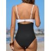 CUPSHE One Piece Swimsuit for Women Bathing Suits Twist Front Cutout Adjustable Straps Ruched Swimwear(Black/White)