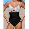 CUPSHE One Piece Swimsuit for Women Bathing Suits Twist Front Cutout Adjustable Straps Ruched Swimwear(Black/White/Stripe)