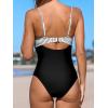 CUPSHE One Piece Swimsuit for Women Bathing Suits Twist Front Cutout Adjustable Straps Ruched Swimwear(Black/White/Stripe)