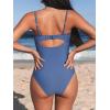 CUPSHE One Piece Swimsuit for Women Bathing Suits Twist Front Cutout Adjustable Straps Ruched Swimwear(Blue)