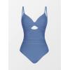 CUPSHE One Piece Swimsuit for Women Bathing Suits Twist Front Cutout Adjustable Straps Ruched Swimwear(Blue)