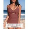 CUPSHE One Piece Swimsuit for Women Bathing Suits Twist Front Cutout Adjustable Straps Ruched Swimwear(Brick Red)