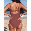 CUPSHE One Piece Swimsuit for Women Bathing Suits Twist Front Cutout Adjustable Straps Ruched Swimwear(Brick Red)