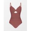 CUPSHE One Piece Swimsuit for Women Bathing Suits Twist Front Cutout Adjustable Straps Ruched Swimwear(Brick Red)