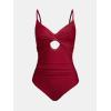 CUPSHE One Piece Swimsuit for Women Bathing Suits Twist Front Cutout Adjustable Straps Ruched Swimwear(Cherry-red)