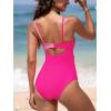 CUPSHE One Piece Swimsuit for Women Bathing Suits Twist Front Cutout Adjustable Straps Ruched Swimwear(Fuchsia Pink)