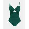 CUPSHE One Piece Swimsuit for Women Bathing Suits Twist Front Cutout Adjustable Straps Ruched Swimwear(Green)