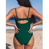 CUPSHE One Piece Swimsuit for Women Bathing Suits Twist Front Cutout Adjustable Straps Ruched Swimwear(Green)