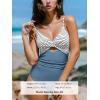 CUPSHE One Piece Swimsuit for Women Bathing Suits Twist Front Cutout Adjustable Straps Ruched Swimwear(Misty Blue/Striped)