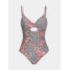 CUPSHE One Piece Swimsuit for Women Bathing Suits Twist Front Cutout Adjustable Straps Ruched Swimwear(Retro Floral)