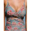 CUPSHE One Piece Swimsuit for Women Bathing Suits Twist Front Cutout Adjustable Straps Ruched Swimwear(Retro Floral)