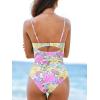 CUPSHE One Piece Swimsuit for Women Bathing Suits Twist Front Cutout Adjustable Straps Ruched Swimwear(Yellow/Pink/Floral)