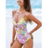 CUPSHE One Piece Swimsuit for Women Bathing Suits Twist Front Cutout Adjustable Straps Ruched Swimwear(Yellow/Pink/Floral)